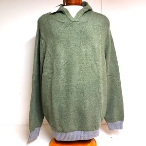 Men's Olive Green Hooded Pullover Sweater